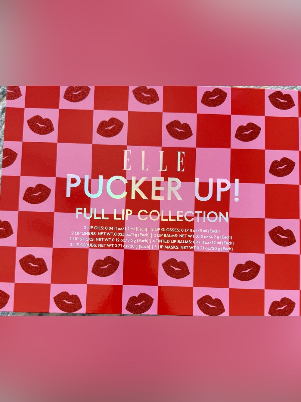 NWT Elle Pucker Up! Full Lip Collection - Pink and Red Checker Gift Set